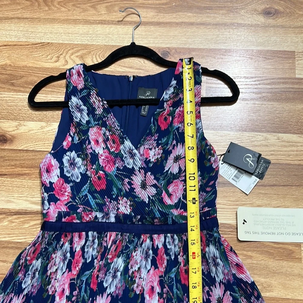 Adrianna Papell floral pleated tiered layers midi dress size 6P - Picture 6 of 16